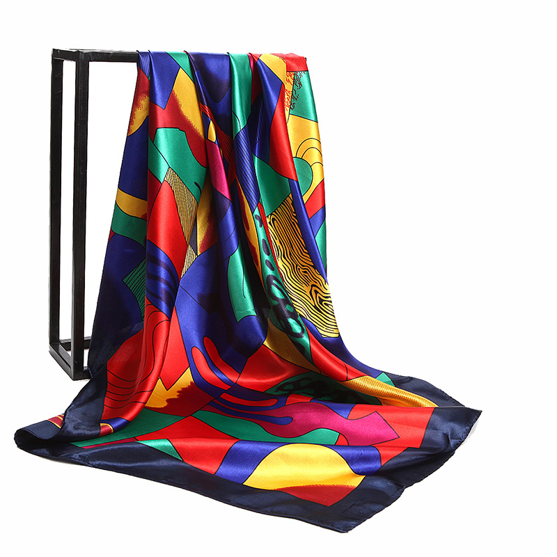 Silk Scarf Square - Women Silk Scarf Elegant Fower Print