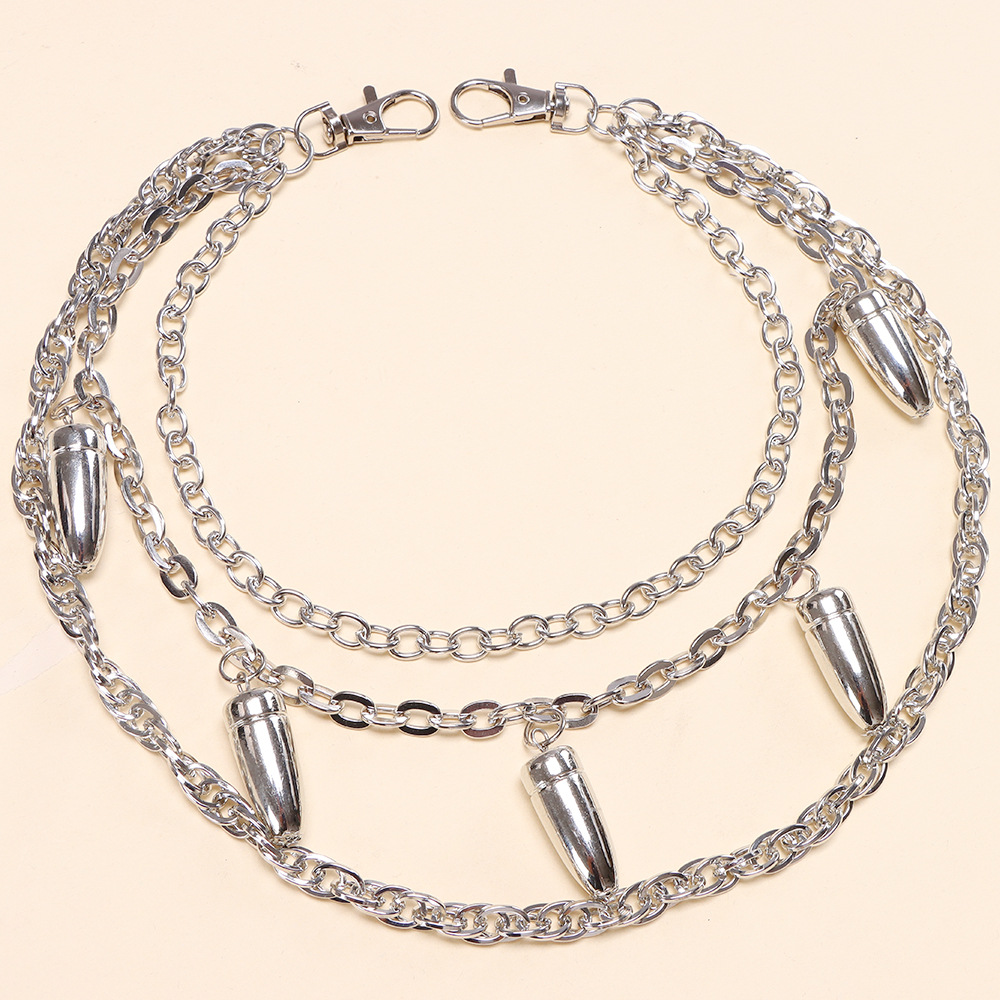 Layered Punk Spike Chains On T - Women'S Emo Accessories 评论和价格