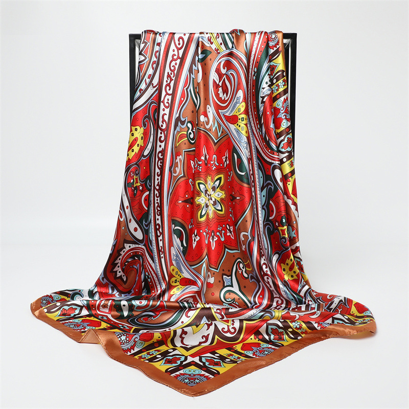 90cm Fashion Printed Big Squar - Silk Scarf Square 评论和价格