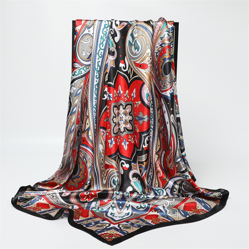 90cm Fashion Printed Big Squar - Silk Scarf Square 评论和价格
