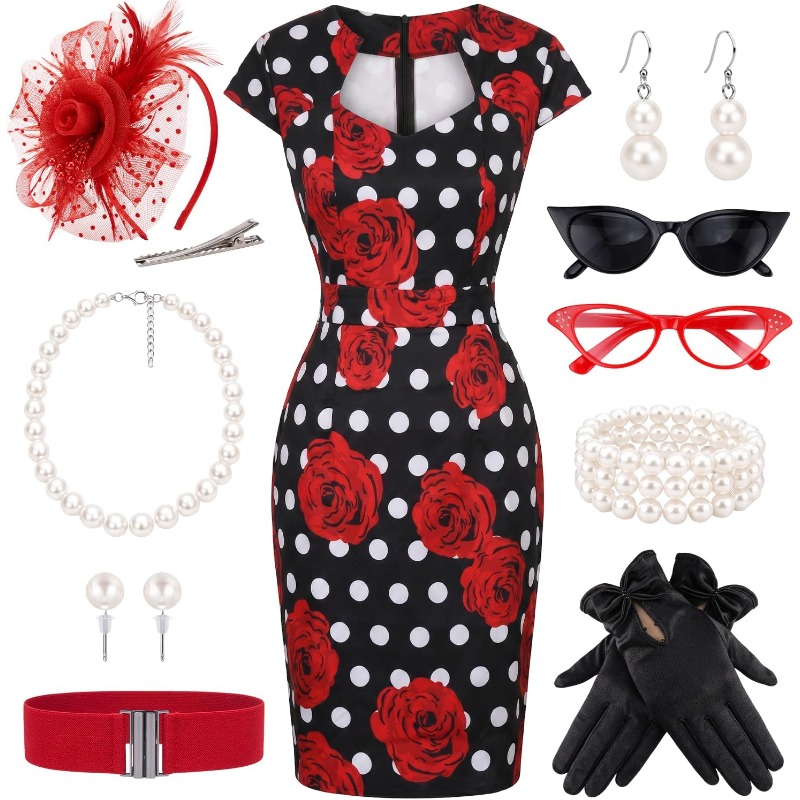 10PCS/SET Ladies Retro 1950s D - Women'S Accessories In The 1950S 评论和价格