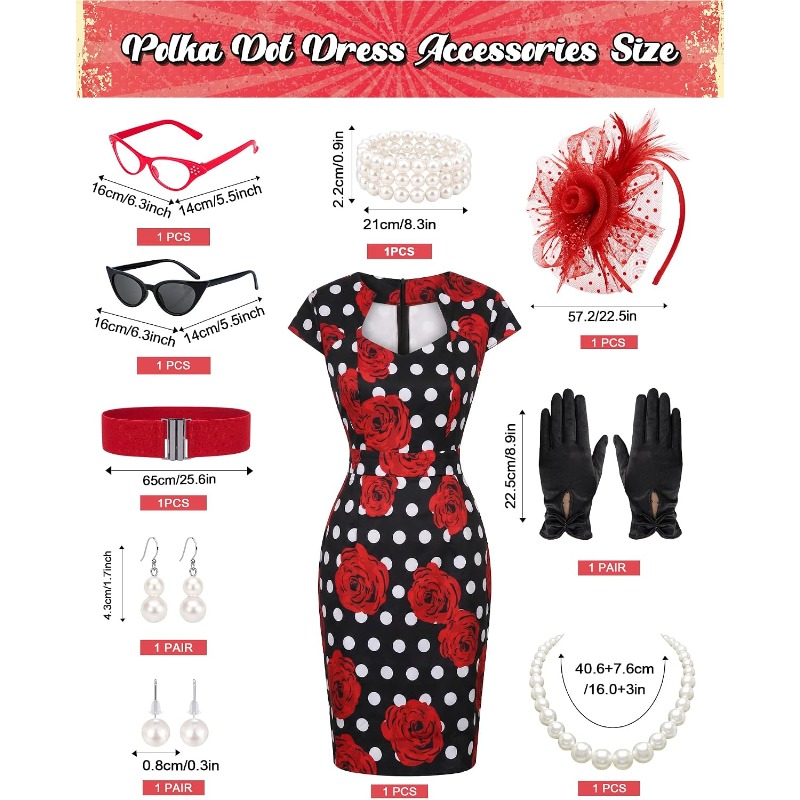 10PCS/SET Ladies Retro 1950s D - Women'S Accessories In The 1950S 评论和价格